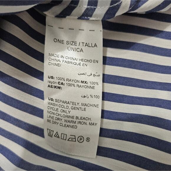 Chico's Top Womens XLP Striped Ruffle Front Tie Sleeve Blouse Career Corpcore - Picture 12 of 16